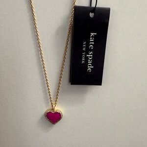 Kate Spade Gold Necklace with Pink Heart Pendant